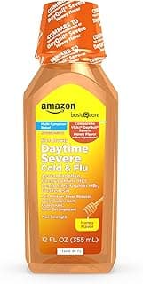 Amazon Basic Care Maximum Strength Daytime Honey Flavor Severe Cold and Flu Relief, Multi-Symptom, Non-Drowsy, Cough,...