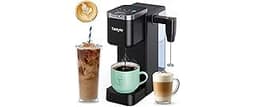Tastyle Single Serve Coffee Maker with Built-in Detachable Milk Frother, Iced and Hot Coffee Machine for K Cup & Grou...