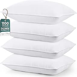 Utopia Bedding Bed Pillows for Sleeping (White), Queen Size Set of 4, Hotel Pillow, Cooling Pillows for Side, Back or...