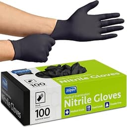 Inspire Black Nitrile Disposable Gloves | 4.5 Nitrile Disposable Safety Medical Cooking Cleaning Gloves