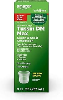 Amazon Basic Care Tussin DM MAX, Maximum Strength Cough and Chest Congestion Medicine, Non-Drowsy, Alcohol Free, Expe...