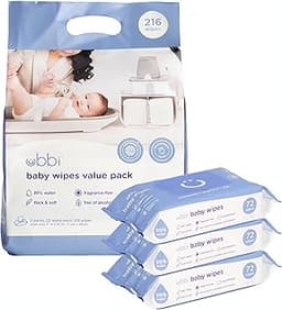 Ubbi Fragrance-Free Baby Wipes, 99% Water Based, Plant Based Wipes, Hypoallergenic for Sensitive Skin with Chamomile,...