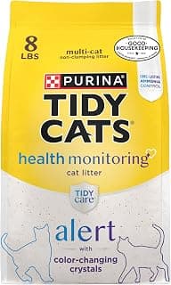 Purina Tidy Cats Care Alert Health Monitoring Litter, 8 lb | Non-clumping color changing crystal litter with long-las...