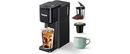 Tastyle Mini Hot and Iced Coffee Maker Single Serve, for K Cup and Ground, 6 to 14 Oz Brew Sizes, with Recipe Book, f...