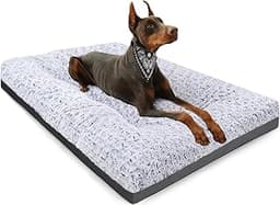 POCBLUE Deluxe Washable Dog Bed for Large Dogs Dog Crate Mat 35 Inch Comfy Fluffy Kennel Pad Anti-Slip for Dogs Up to...