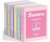 SUNEE 1 Inch Binders 3 Ring 6 Pack, Clear View Three Ring Binders PVC-Free (Fit 8.5x11 Inches) for School or Office S...