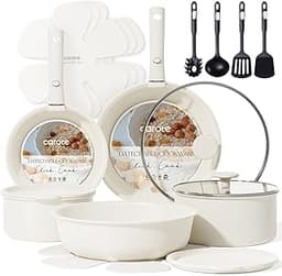 CAROTE 19pcs Pots and Pans Set, Nonstick Cookware Set Detachable Handle, Induction Kitchen Cookware Sets Non Stick wi...