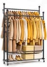 Heavy Duty Clothes Rack, Double Rods Garment Wardrobe with Shelves, Black