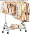 Heavy Duty Clothing Rack, Metal Clothes Rack Load 450 LBS, Rolling Clothes Racks for Hanging Clothes with Lockable Wh...