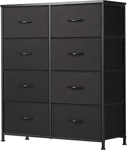 Sweetcrispy 8 Drawer Black Dresser for Bedroom Tall, Organizer Storage | Fabric Storage Tower, Chest of Drawers with ...