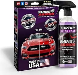 Car Wax Spray and Ceramic Coating for Cars - 3 in 1 Waterless Car Wash and Detailing - Quick Effect Coating Agent for...