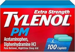 Tylenol PM Extra Strength Nighttime Pain Reliever & Sleep Aid Caplets, Fast, Strong Pain Relief, 500 mg Acetaminophen...