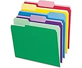 Pendaflex Colored File Folders, 30 Pack, Letter Size (8.5" x 11"), Erase Ballpoint Pen from Tabs, 3 Tabs, 5 Colors: G...