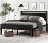 SHA CERLIN 14 Inch Queen Size Metal Platform Bed Frame with Wooden Headboard and Footboard, Mattress Foundation, No B...