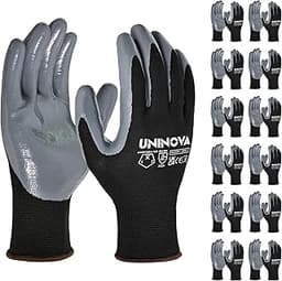 UNINOVA 13 Gauge Smooth Nitrile Coated Work Gloves, Lightweight Thin Safety Utility Gloves,Non-Slip Abrasion-Resistan...