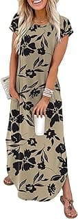 WIHOLL Summer Dresses Cap Sleeve Crewneck Maxi Long Casual Dress with Pockets Beach Vacation Sundresses 2026 Trendy