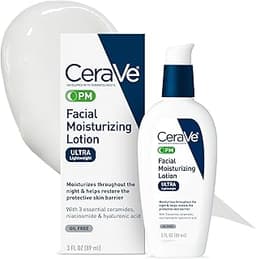 CeraVe PM Facial Moisturizing Lotion, Night Cream with Hyaluronic Acid and Niacinamide, Ultra-Lightweight, Oil-Free M...