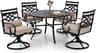 Sophia and William Swivel Patio Dining Set for 4, Outdoor Table and Chairs, Removable Seat Cushions, Black 42" Round ...