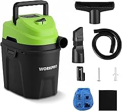 WORKPRO 1.5 Gallon Wet Dry Vacuum Cleaner, 2.5 Peak HP Portable Shop Vacuum with Powerful Suction, Lightweight Wet/Dr...