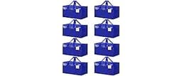 8 Pack Extra Large Heavy Duty Moving Bags, Blue Storage Bins with Lids, Reinforced Handles & Heavy-Duty Zippers Movin...