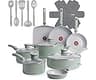 T-Fal Refresh Ceramic Nonstick Cookware Set, 20-Piece, Oven Safe to 350°F, Stockpot, Ceramic Pots and Pans Set, Fryin...
