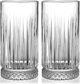 Tall Drinking Glasses Set of 4-16oz Glass Cups for Kitchen - Elegant Highball Glassware for Water, Ice Coffee, Cockta...