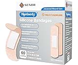 Hysimedy Silicone Bandages for Sensitive Fragile Skin 3/4"x3" 60 Count Flexible Fabric Latex Free Hypoallergenic Brea...