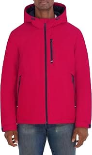 Nautica Men's Hooded Rain Jacket – Water Resistant Insulated Zip Front Coastal Coat