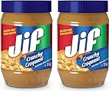 Jif Crunchy Peanut Butter, Smooth No Stir Texture, Gluten Free, 1 kg (Pack of 2)