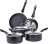 Amazon Basics Non-Stick Kitchen Cookware 8-Piece Set, Non-Induction, Includes Pots and Pans, Black