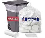 Reli. 95 Gallon Trash Bags Heavy Duty | 30 Trash Bags with Ties | Super Sizeable, Clear, Serious Garbage Cleanup