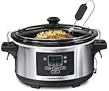 Hamilton Beach Portable 6 Quart Set & Forget Digital Programmable Slow Cooker with Lid Lock, Temperature Probe, Dishw...