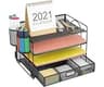 Marbrasse Desk Organizer, 4-Tier Paper File Letter Tray, Black | Sturdy Paper Tray, File Holder, Built-in Drawer, 2 P...