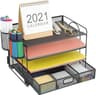 Marbrasse Desk Organizer, 4-Tier Paper File Letter Tray, Black