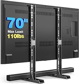 Rfiver Universal TV Stand for 20-70 inch Flat Curved TVs, Height Adjustable Table Top TV Stand, TV Feet with Cable Ma...