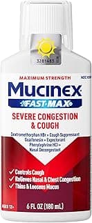 Mucinex Fast-Max Severe Congestion & Cough Medicine, Maximum Strength Symptom Relief, Over-The-Counter Medication, Co...