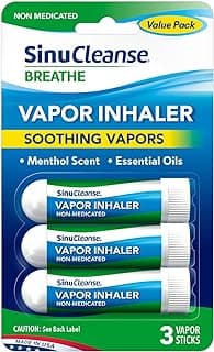 SinuCleanse Vapor Inhaler, Portable Non-Medicated Refreshing Vapors, 3 Pack | Provides Soothing Cooling Vapors for In...