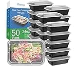 Dealusy 50 Pack (100-Piece) 24 oz Meal Prep Containers Reusable with Lids, Sturdy Leakproof & Food Safe, Microwave, F...