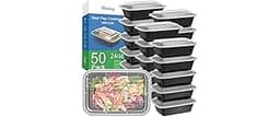 Dealusy 50 Pack (100-Piece) 24 oz Meal Prep Containers Reusable with Lids, Sturdy Leakproof & Food Safe, Microwave, F...