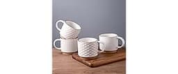GBHOME 12OZ Stackable Coffee Mugs, Ceramic Coffee Mugs with Texture Patterns for Man,Woman,Dad,Mom, Modern Coffee Mug...