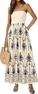 PRETTYGARDEN Women's Strapless Maxi Dress 2026 Summer Floral Tube Top Dress Long Flowy Boho Beach Wedding Dresses