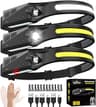 Rechargeable Headlamp 3PCS, 230° LED Head Lamp, Head Lights for Forehead | Motion Sensor, Bright Wide Beam, 5Mode Hea...