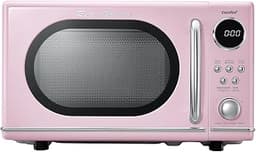 COMFEE' Retro Countertop Microwave Oven, 0.7 Cu.Ft., 700W, Pink | 11 Power Levels, 6 Presets, Child Lock, Mute, for A...