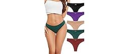 voenxe Women Cotton Thongs Underwear,Breathable Soft Panties,Ladies Workout Undies Comfortable,Athletic Tangas Stretc...