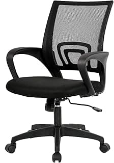 BestOffice Ergonomic Office Chair | Mid-Back Swivel Desk Chair | Dark Black