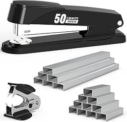 Metal Stapler Heavy Duty 50 Sheet Capacity with 1750 Staples and Staple Remover, Full Strip Staplers for Desk, No Jam...