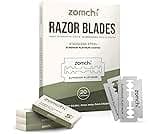 Zomchi Double Edge Razor Blades 2.0, 100 Counts Safety Razor Blades for Shaving, Platinum Stainless Steel Shaving Bla...