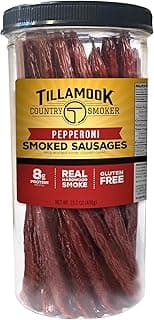 Tillamook Country Smoker Real Hardwood Smoked Sausages, Pepperoni, 15.2 Ounce Tall Jar, 20 Count