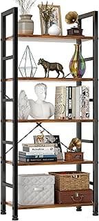 5 Tier Bookshelf, Free Standing Wooden Bookcase with Open Storage Shelves with Metal Frame, Sturdy Shelf Organization...