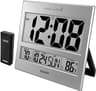 Sharp Atomic Digital Wall Clock, 3" Display, Indoor/Outdoor Temp Sensor